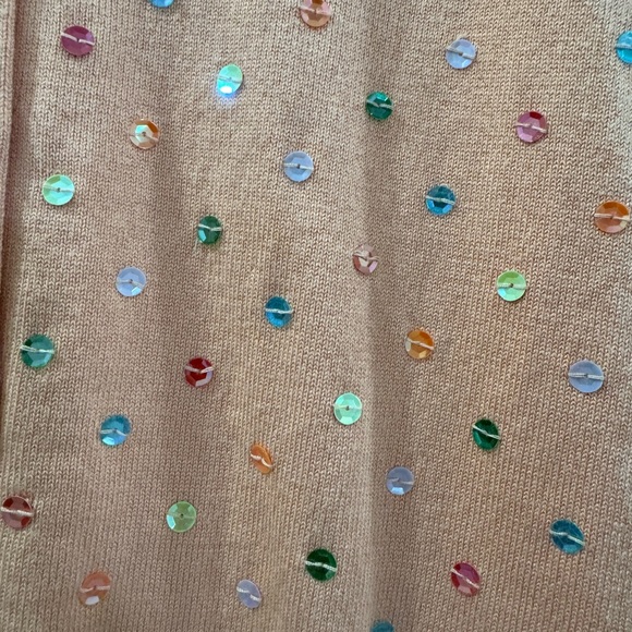 Intuitions Sequin Rayon Cotton Long Sleeve Button Down Crew Neck Cardigan Sweat - Picture 8 of 13